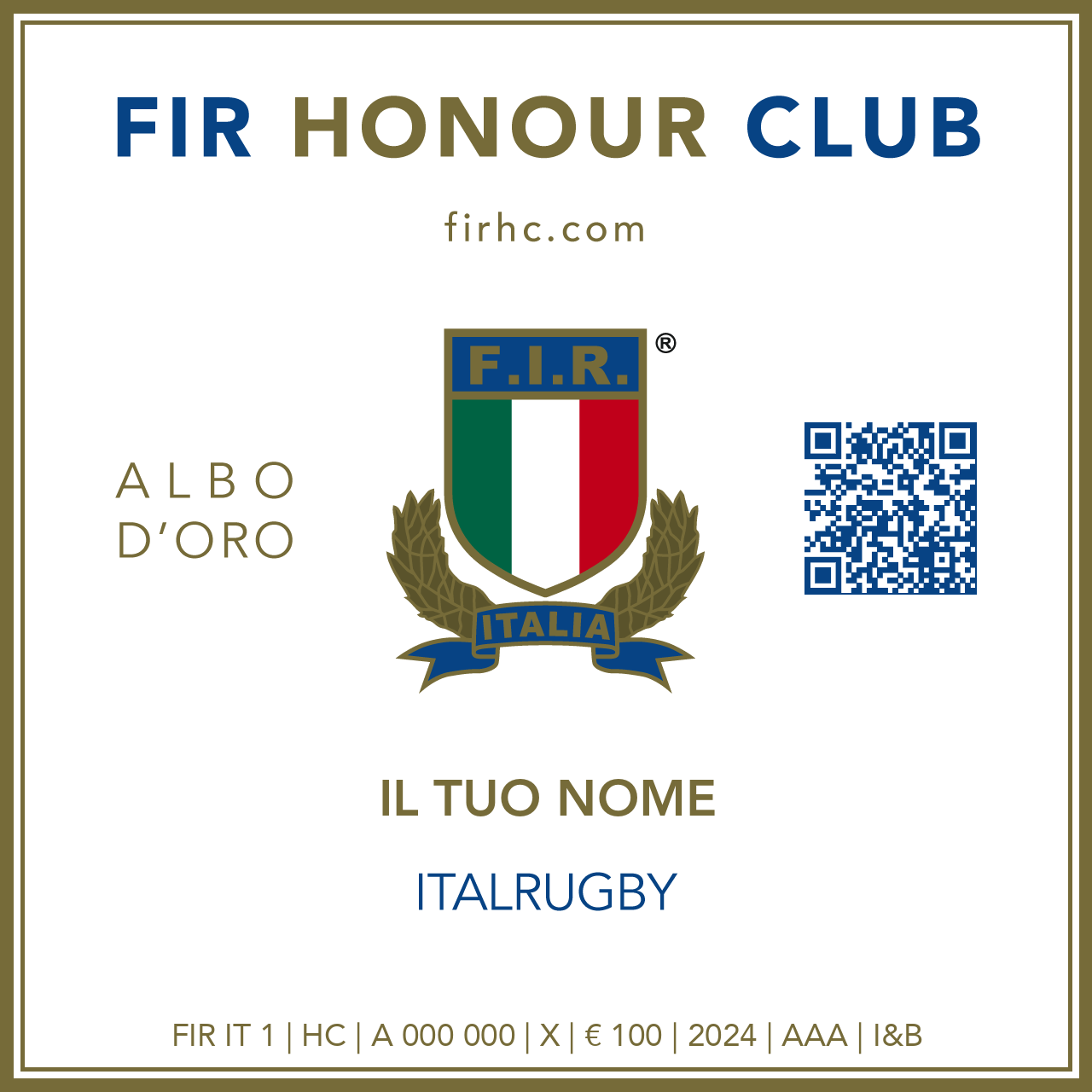 FIR Honour Club - Token - IL TUO NOME