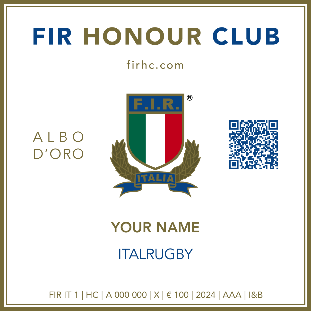 FIR Honour Club - Token - YOUR NAME